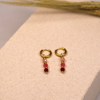 Boucles d'oreilles à facettes rouge/rose - MILA