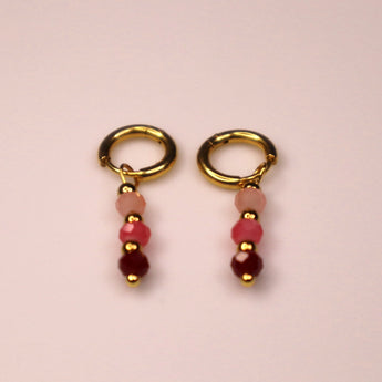 Boucles d'oreilles à facettes rouge/rose - MILA