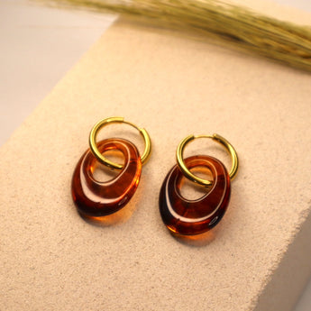 Boucles d'oreilles pendantes en résine - ROSE