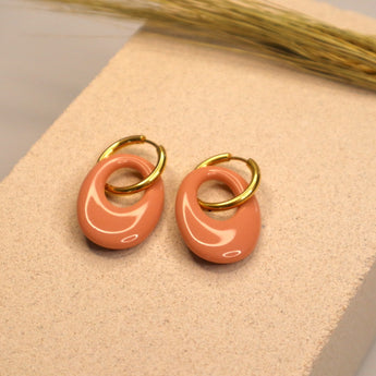 Boucles d'oreilles pendantes en résine - ROSE